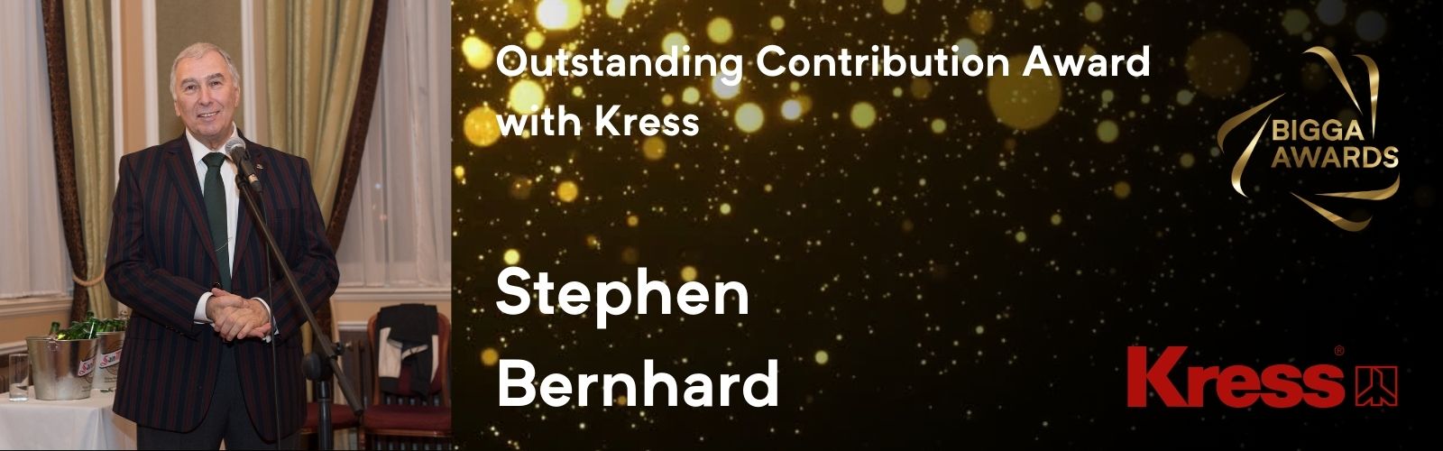 Stephen Bernhard has been awarded the Outstanding Contribution Award with Kress at the BIGGA Awards